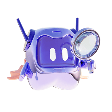 Illustration of a bot with a magnifying glass